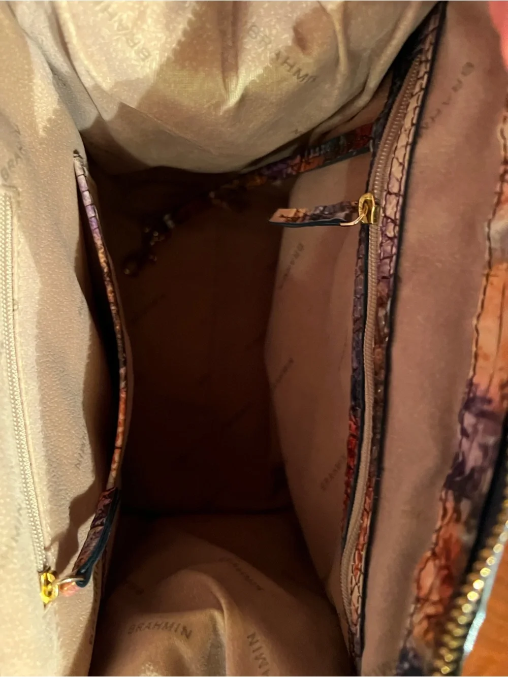Brahmin Multicolor Croc-Embossed Satchel with Matching Wallet